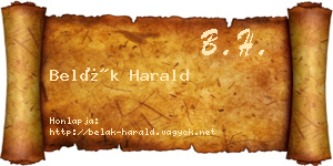 Belák Harald névjegykártya